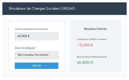 Simulateur de cotisations URSSAF avec prévisions détaillées